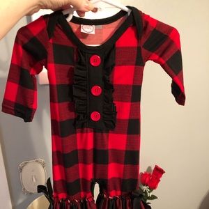Red/Black plaid romper size 3/6 month baby girl